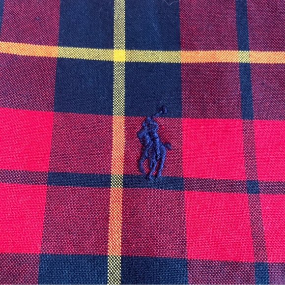 Ralph Lauren classic fit men’s red/black/yellow plaid size medium - Picture 4 of 6